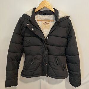 Hollister Sherpa Lined Puffer Jacket - Gray